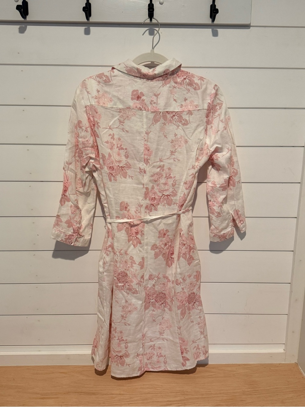 Malvin 100% Linen Pink Floral Shirt Dress Cottagecore European Fashion Size L - Picture 2 of 6